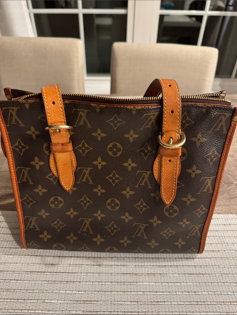 Louis Vuitton Monogram Canvas Messenger Bag with Tan Leather Trim
